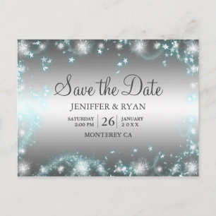 Cute winter wedding save the date postcard