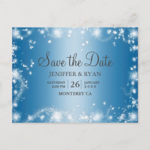 Cute winter wedding save the date postcard
