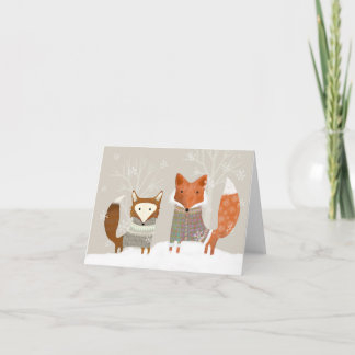 Cute Winter Wonderland Fox Holiday Greeting Card