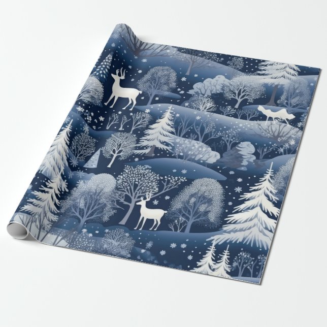 Cute Winter Wonderland Wrapping Paper (Unrolled)
