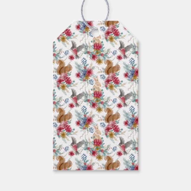 Cute Winter Woodland Animals Christmas Gift Tag (Front)