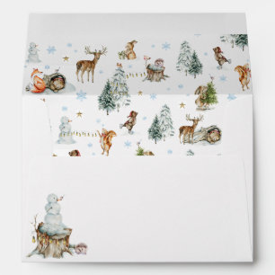 Cute Winter Woodland Animals Snowflake Baby Shower Envelope