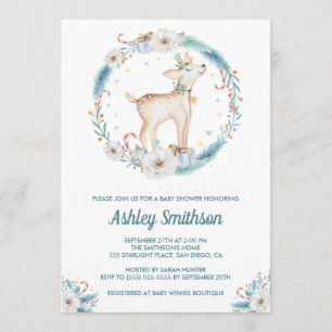 Cute Winter Woodland Baby Shower Invitation
