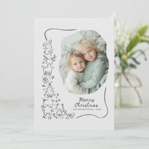 Cute Winter Woodland Christmas Greeting Photo Card