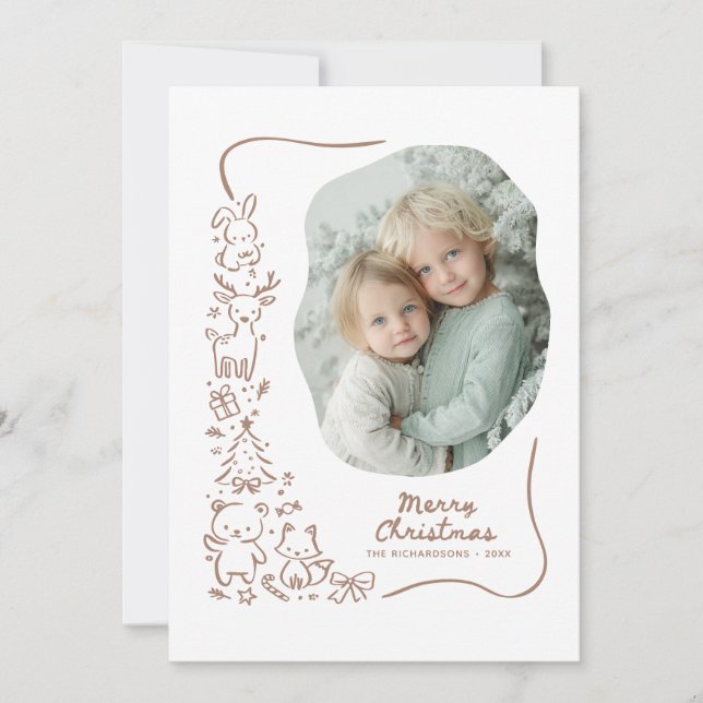 Cute Winter Woodland Christmas Greeting Photo Holiday Card (Front)