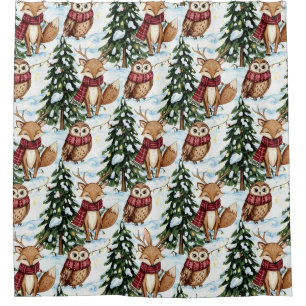 Cute Winter Woodland Friends – Holiday Animal (11) Shower Curtain