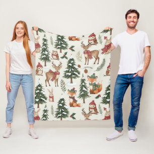 Cute Winter Woodland Friends – Holiday Animal (13) Fleece Blanket