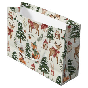 Cute Winter Woodland Friends – Holiday Animal (13) Large Gift Bag