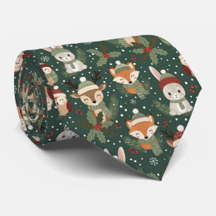 Cute Winter Woodland Friends – Holiday Animal (1) Tie
