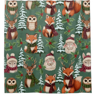Cute Winter Woodland Friends – Holiday Animal (3) Shower Curtain