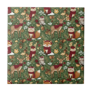 Cute Winter Woodland Friends – Holiday Animal (7) Ceramic Tile