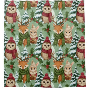 Cute Winter Woodland Friends – Holiday Animal (9) Shower Curtain