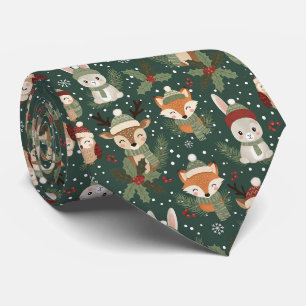 Cute Winter Woodland Friends – Holiday Animal Tie
