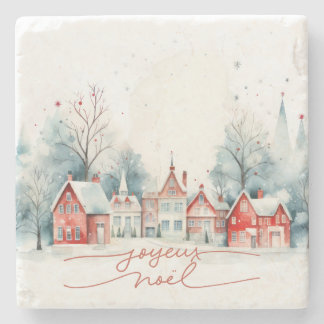 Cute Winter Woodland  Watercolor  Christmas  Stone Coaster