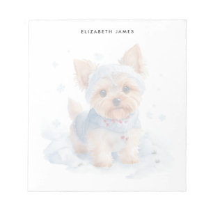 Cute winter Yorkshire Terrier Dog personalised Notepad