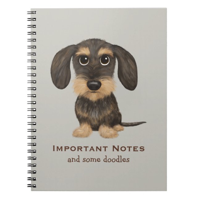 Cute Wirehaired Dachshund Cartoon Dog Notebook (Front)