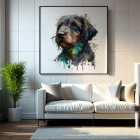 Cute Wirehaired Dachshund Puppy Watercolor Art