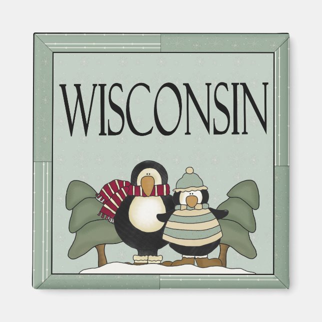 Cute Wisconsin Penguin Magnet Gift (Front)