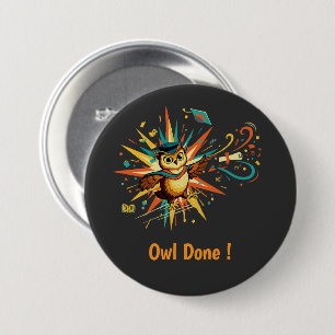 Cute Wise Owl Graduate Class of 2026 Retro Pop Art 7.5 Cm Round Badge