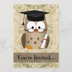 Cute Wise Owl Graduate Invitation