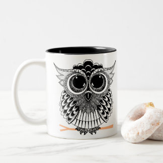 Cute Wise Owl Manadala Doodle Henna Pattern Two-Tone Coffee Mug