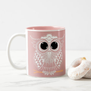 Cute Wise Owl Manadala Doodle Henna Pattern Two-Tone Coffee Mug