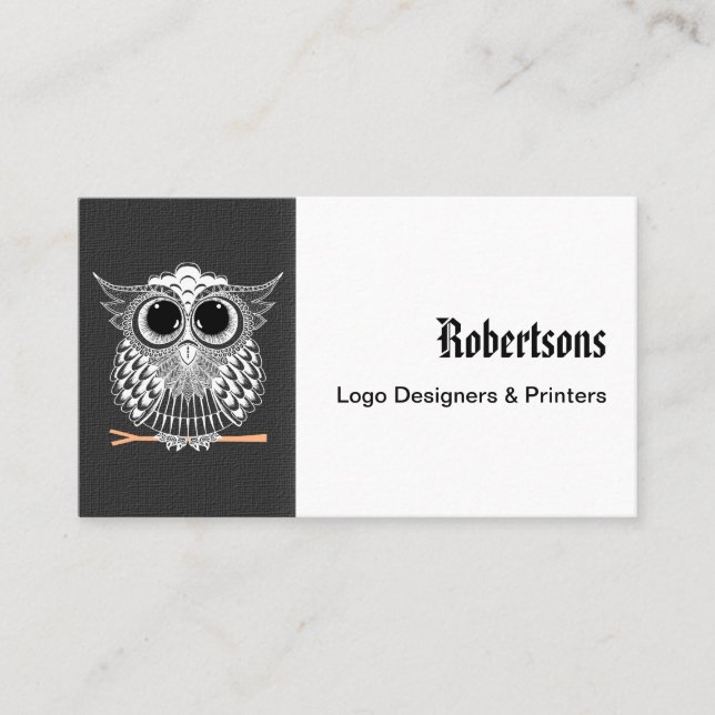 Cute Wise Owl Mandala Doodle Henna Pattern Business Card (Front)