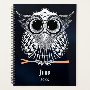 Cute Wise Owl Mandala Doodle Henna Pattern Planner