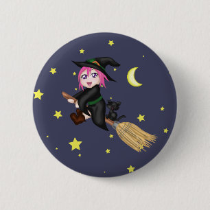 Cute Witch 6 Cm Round Badge