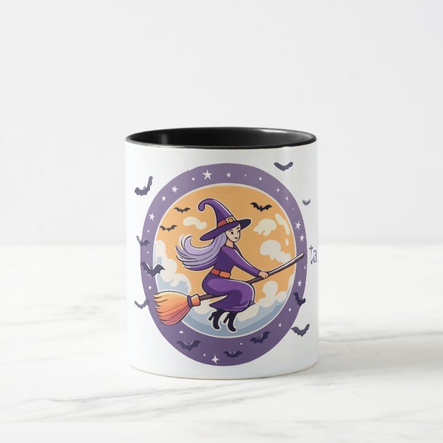 Cute Witch and Bats Mug (Center)