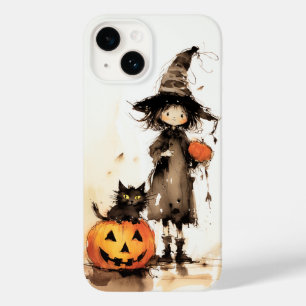 Cute Witch and Black Cat Halloween Case-Mate iPhone 14 Case