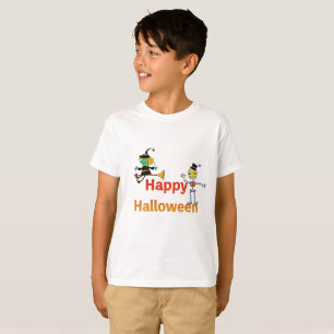 Cute Witch and Skeleton Halloween Fun T-Shirt