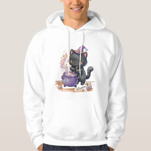 Cute Witch Black Cat Brewing Magic Potion Hallowee Hoodie