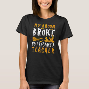 cute witch broom 1st 2nd grade Teacher Halloween T-Shirt