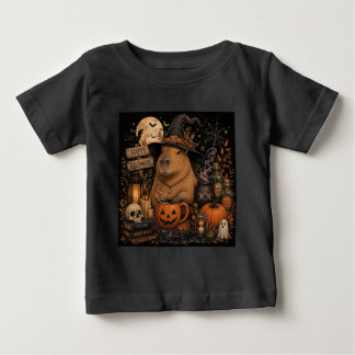 Cute Witch Capybara Halloween Baby T-Shirt