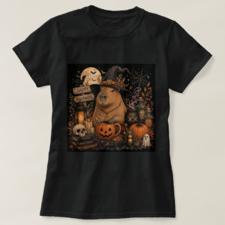 Cute Witch Capybara Halloween T-Shirt