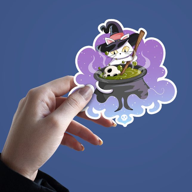 Cute Witch Cat Brewing Potion Halloween (Creator Uploaded)