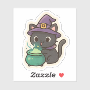 Cute Witch Cat Brewing Potion – Kawaii Halloween