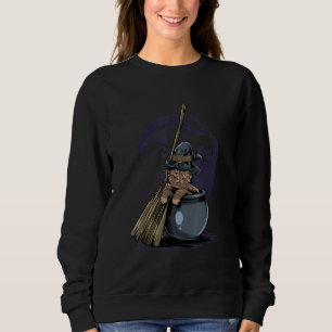 Cute Witch Cat Halloween Full Moon Kitty Cat Cat Sweatshirt
