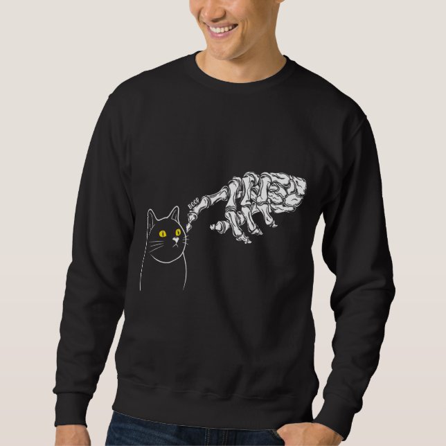 Cute Witch Cat Halloween Sweatshirt (Front)