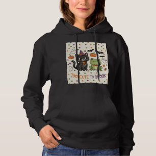 Cute Witch Cat Halloween Too Cute to Spook Hoodie