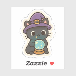 Cute Witch Cat with Crystal Ball Kawaii 