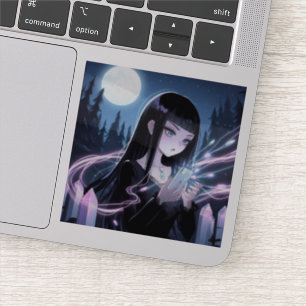 Cute Witch Charging Crystals in Woods