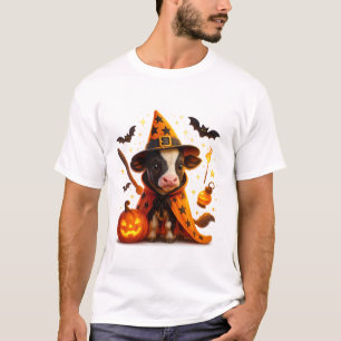 Cute Witch Cow Halloween  T-Shirt