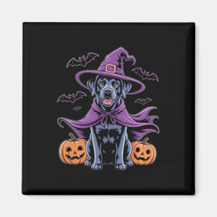 Cute Witch Dog Black Lab For Dog Lovers Halloween Magnet