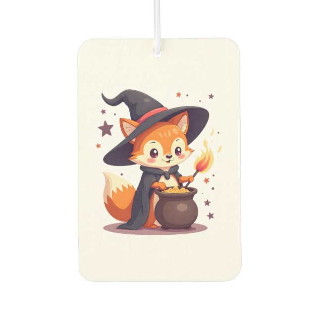 Cute Witch Fox � Magical Halloween Animal Tee Car Air Freshener (Front)