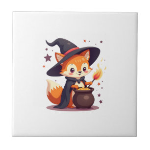 Cute Witch Fox � Magical Halloween Animal Tee Ceramic Tile