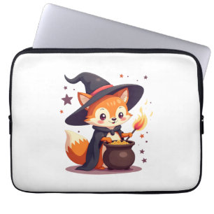 Cute Witch Fox – Magical Halloween Animal Tee Laptop Sleeve