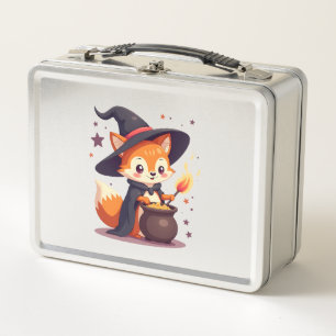 Cute Witch Fox � Magical Halloween Animal Tee Metal Lunch Box