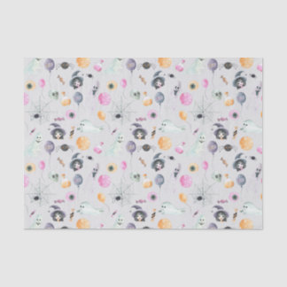 Cute Witch Ghost and Spiders Tissue Paper